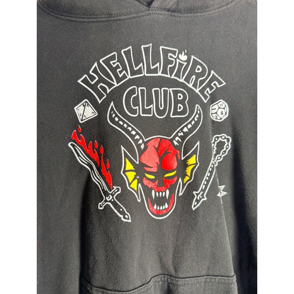 Stranger Things Hellfire Club Hoodie Black Graphic Sweatshirt D&D Eddie Munson